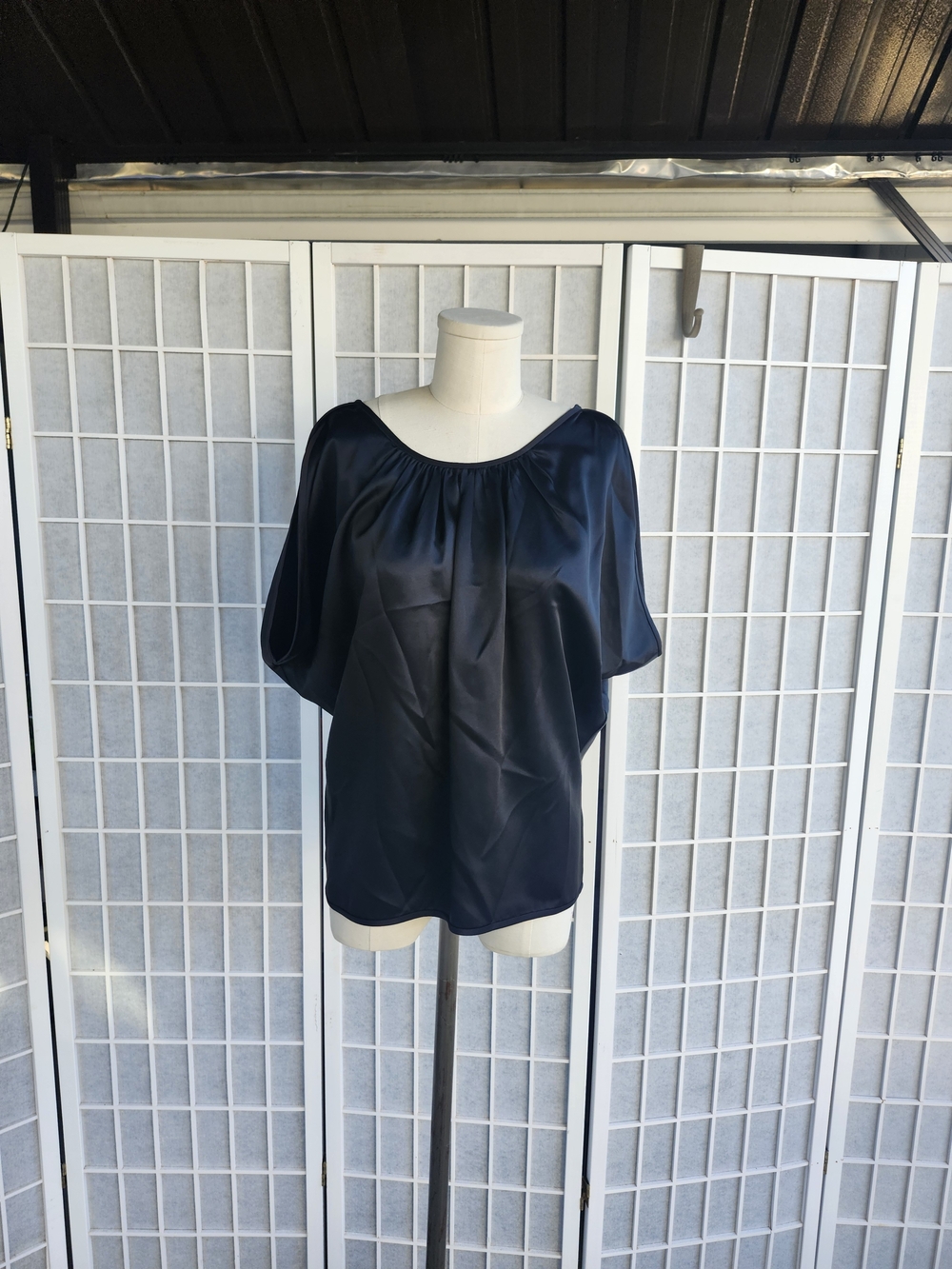 Michael Kors Black Satin Boatneck Blouse